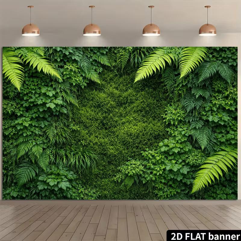 2D Tropical Fern Moss Green Plant Wall Photography Backdrop Jungle Background Banner 47.2x31.5inch/120*80cm