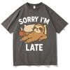 Funny Sloth Sorry I Am Late T-shirts Mens Womens Aesthetic Short Sleeve T-shirt Hip Hop Cotton O-Neck Comfort T Shirts Teenagers