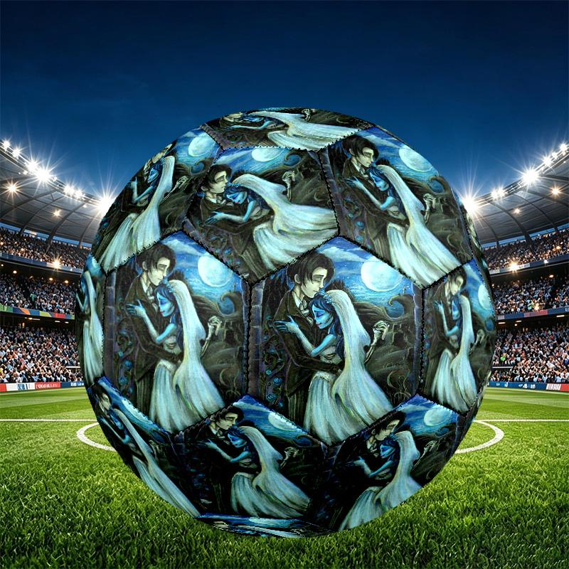Corpse Bride Print Size 5 Soccer Ball, PU Wear Resistant Football for Match Training and Daily Practice, Birthday Gift for Soccer Fans