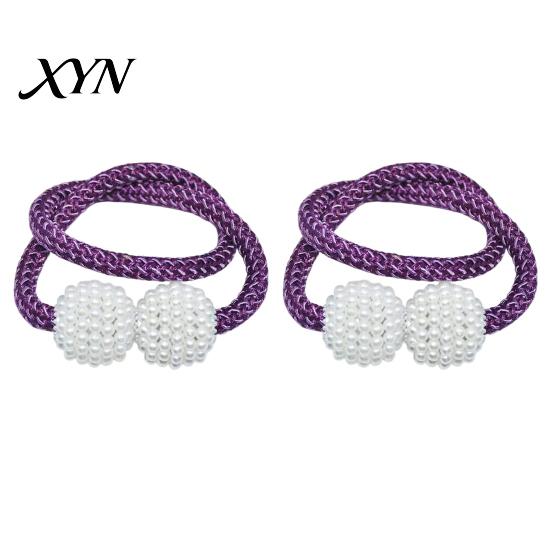 Quick Curtain Holders 1 Pair Faux Pearl Tiebacks, Elegant Beaded Holdbacks, Secure Fasteners Woven Rope Decorative Drapery for Living Room Bedroom