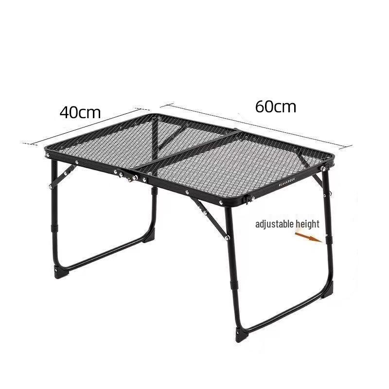 Portable Adjustable Aluminum Camping Table with Folding Iron Mesh