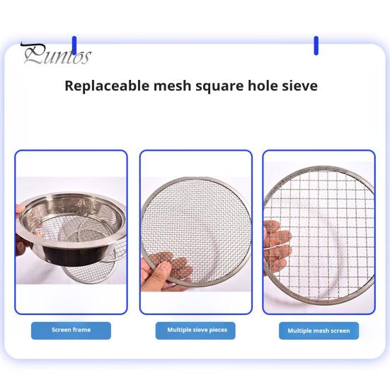 Soil Sifter Set Stainless Steel Sieve Frame with 5 Mesh Sieve Pans Rustproof Garden Sieve Kit for Stones Weeds Filtration