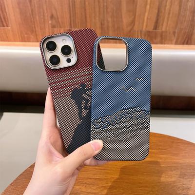 Husă de telefon magnetică semi-wrap rezistentă la șocuri din fibră de carbon pentru iPhone 16 15 14 13 Pro Max Husa de protecție durabilă din Kevlar