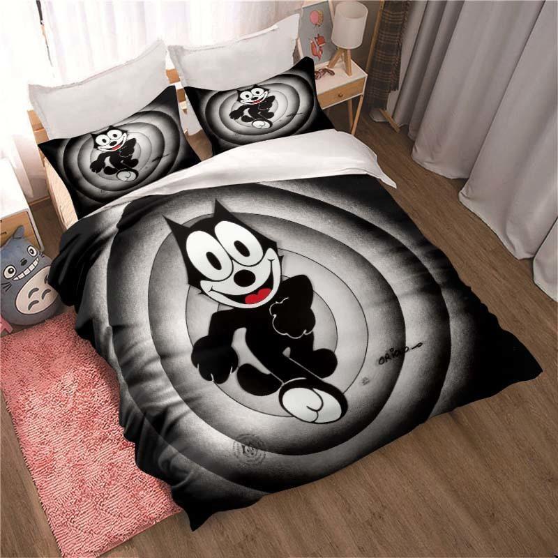 Fashion Cartoon Felix Cat Bedding Collection Fashion 3D Printing Home Decoration Boy Girl King Size Bedding Collection Quilt Cover Pillowcas