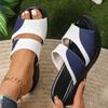 Fashion Summer Leather Wedge Slippers for Women 2025 Non-Slip Mixed Color Platform Woman Slides Soft Bottom Plus Size Women Slippers