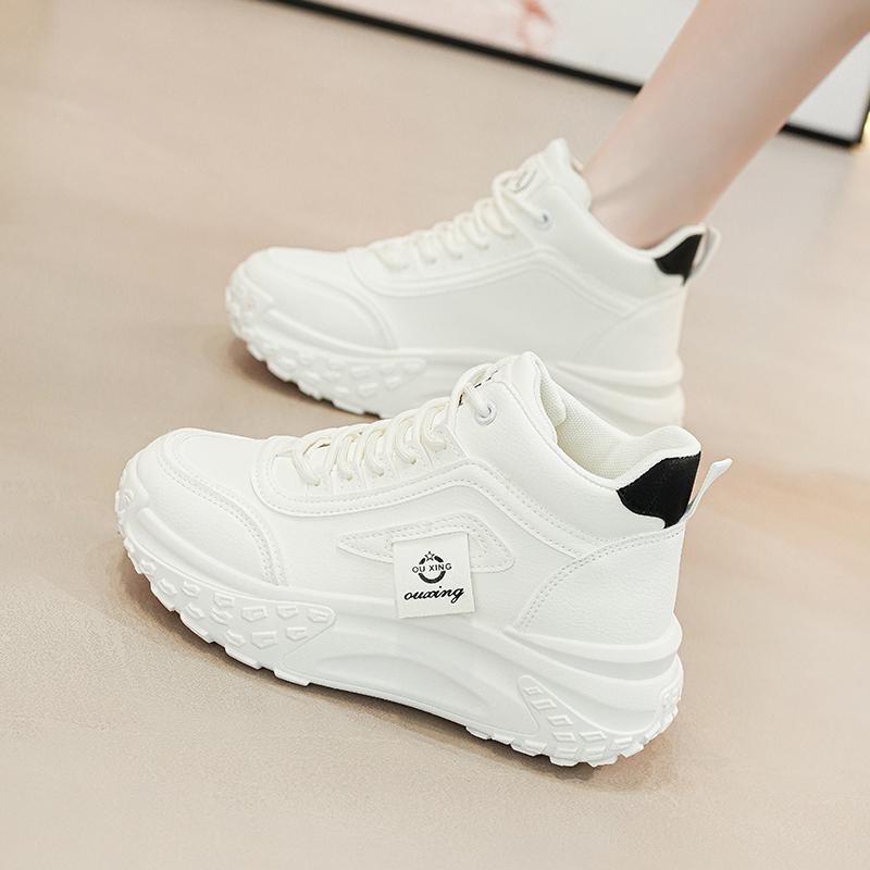 Wysokie Buty Sportowe Damskie na Grubym Spodzie Zwiększające Wzrost na Wiosnę/Jesień