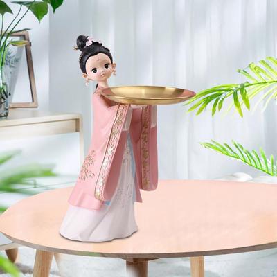 Mädchen Tablett Figurine Skulpturen Schmuck Lagerung Schlüssel Schrank Halter Zähler Harz Statuen für