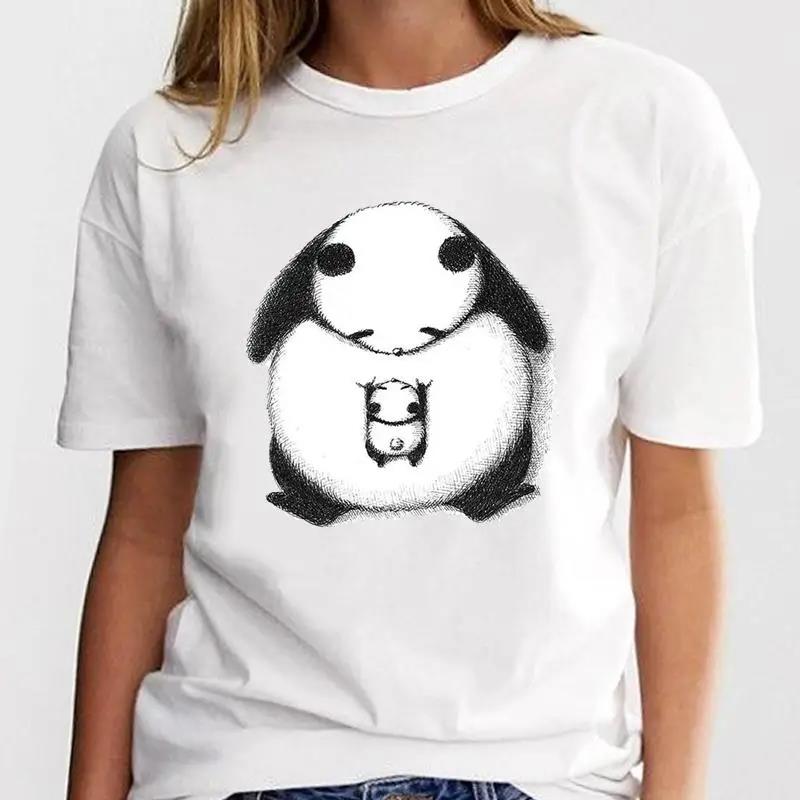 New Panda Lovely Cute Tshirt Clothing Cartoon Graphic Print Short Sleeve Fashion Casual T Shirt Women Soft Clothing