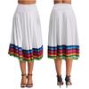 Womens Flamenco Dance Skirt Colorful Stripe Hem Elastic Waistband Folk Dancing Stage Performance Costume