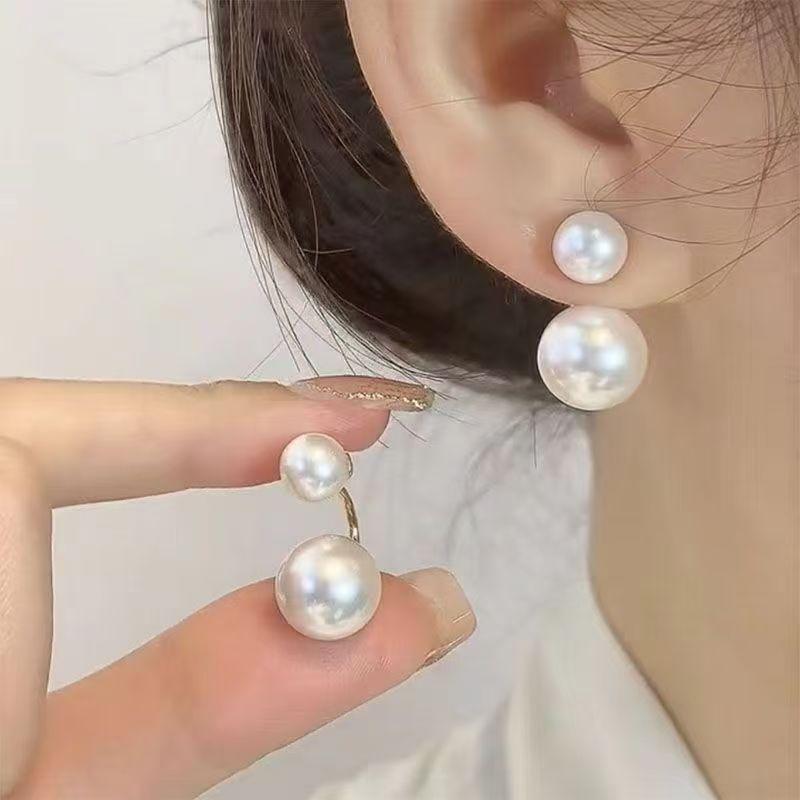 

925 Silver Two-Wear Pearl Stud Earrings: Retro & Versatile for Women