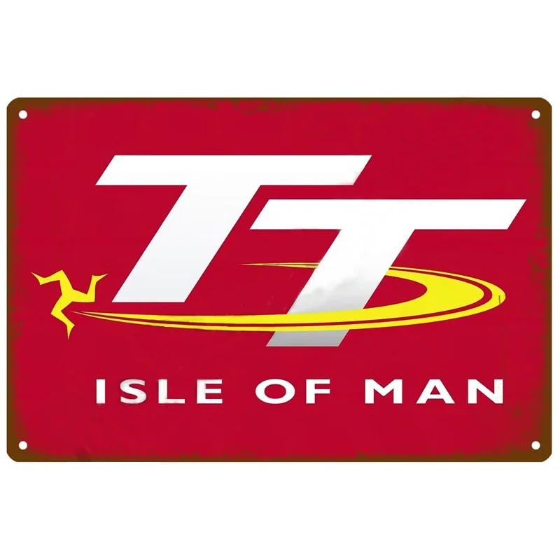 Tt Of Races Poster Vintage Isle of Man Segno di Latta Competizione Motociclistica da Corsa Retrò Placca in Metallo Arrugginito Shabby Decorazione per la Casa