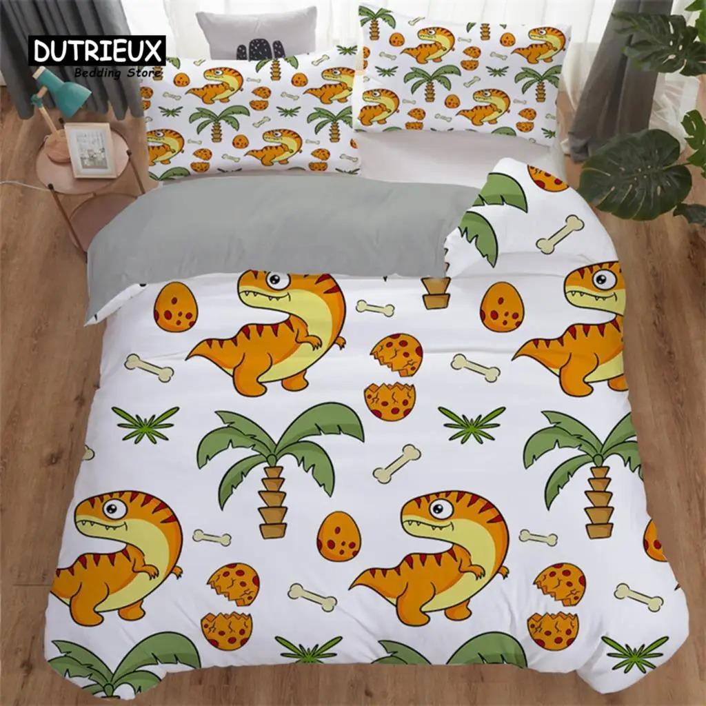 Cartoon Dinosaur Toddler Bedding Set Cartoon Animals Duvet Cover Microfiber Quilt Cover For Kids Boys Girl Teen