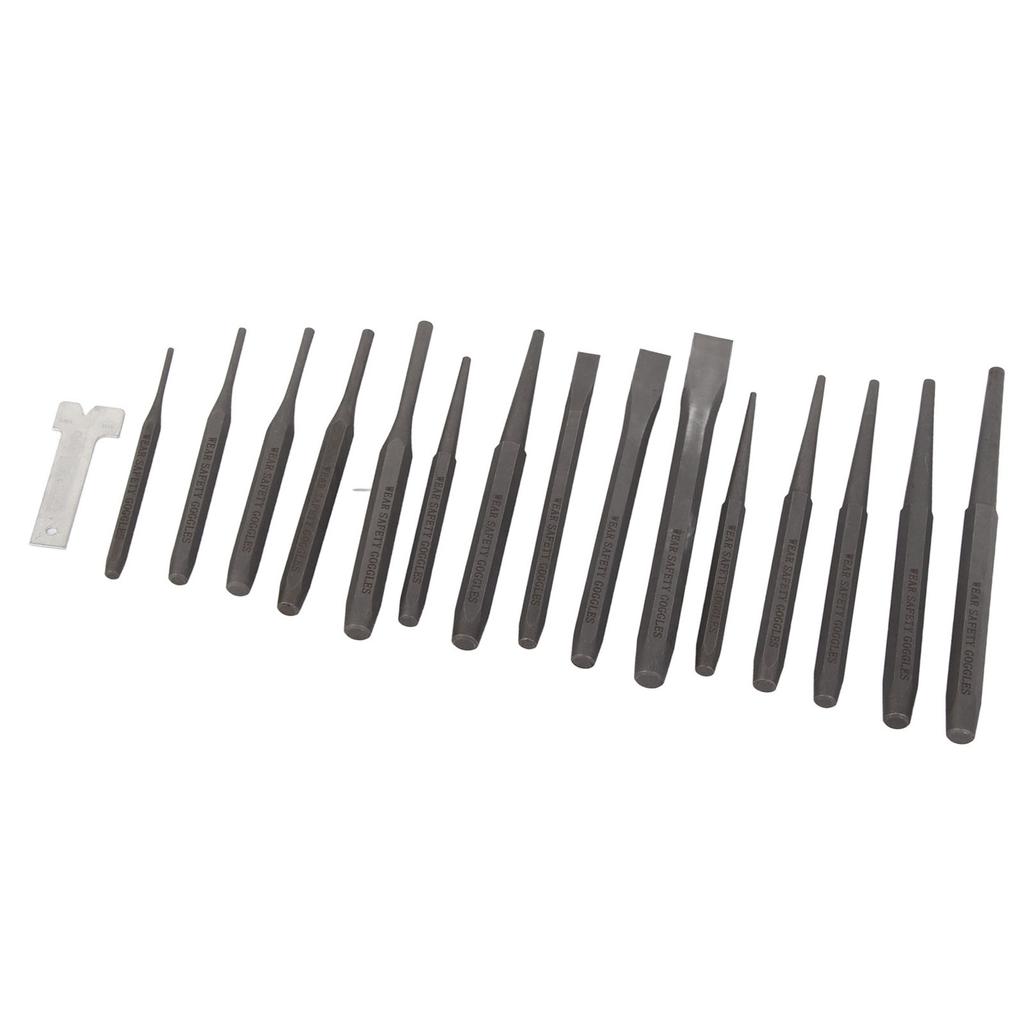 16Pcs Mechanics Punches and Chisel Set Pin Centre Taper Cold Gauge