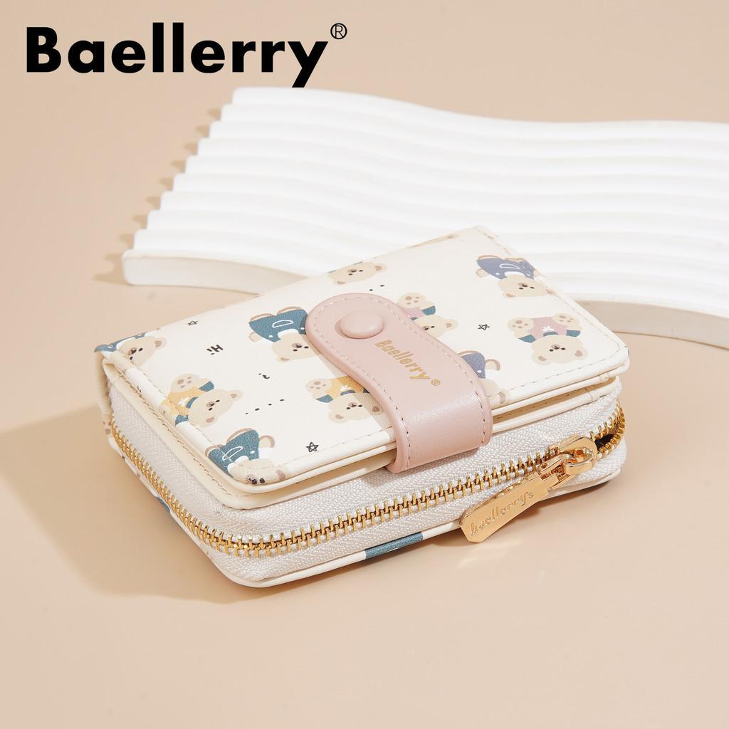 Cute Bear Wallet Pu Leather Small Coin Purse With Cartoon Bear Print And Two Fold Design