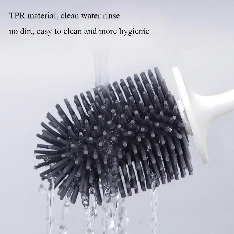 Bathroom Black Toilet Brush Soft Silicone Brush Head No Dead Corners Home Floor-standing Cleaning Brushes WC Accessories