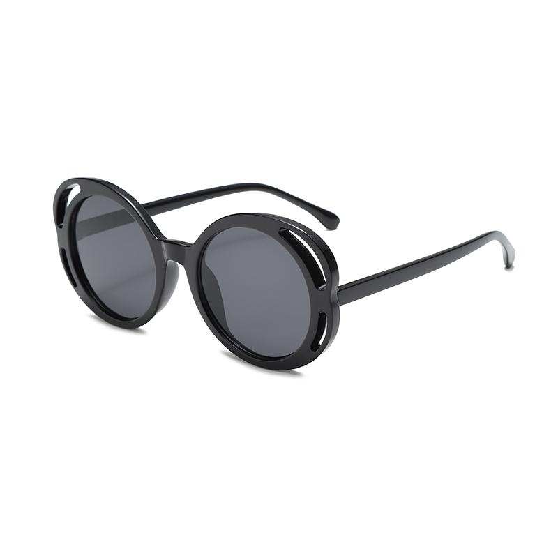 New Hollowed Out Uv Resistant Sunglasses For Women Elegant Round Frame Slimming And Refreshing Sweet Sunglasses 7747