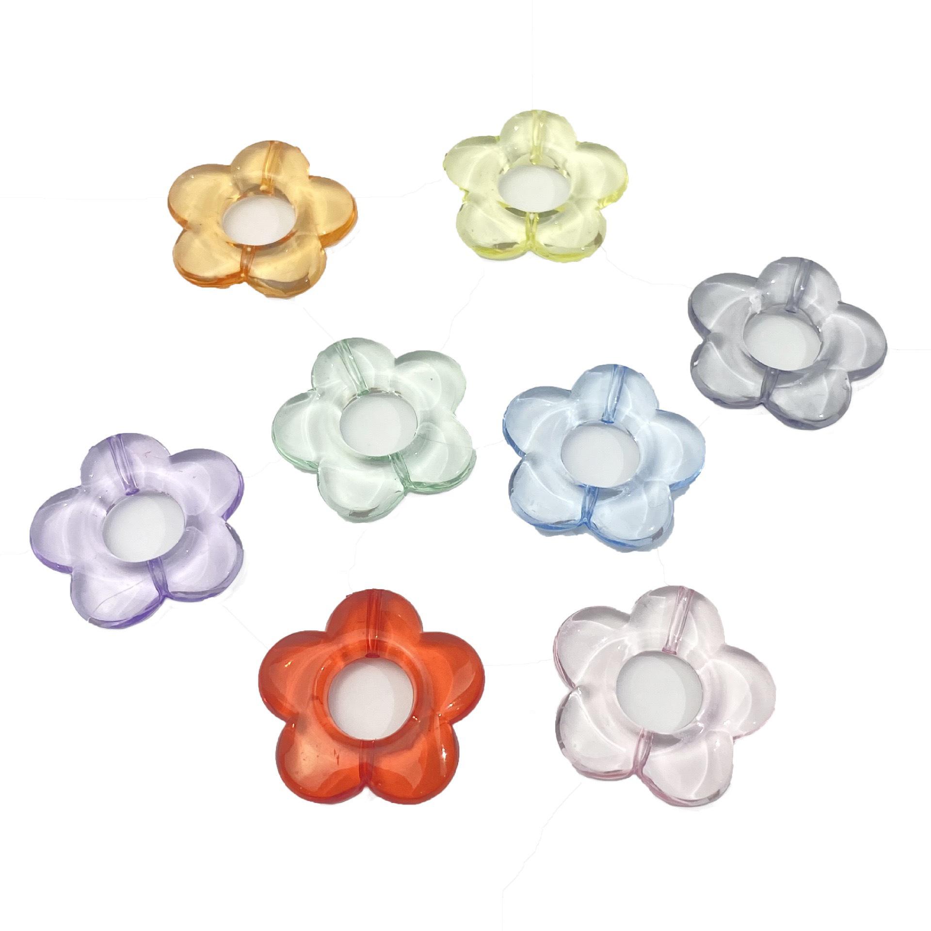 Transparent 8-Color 5-Petal Sunflower Beads - 20mm/30mm DIY Acrylic Loose Beads 30mm, 100g, ~30 beads