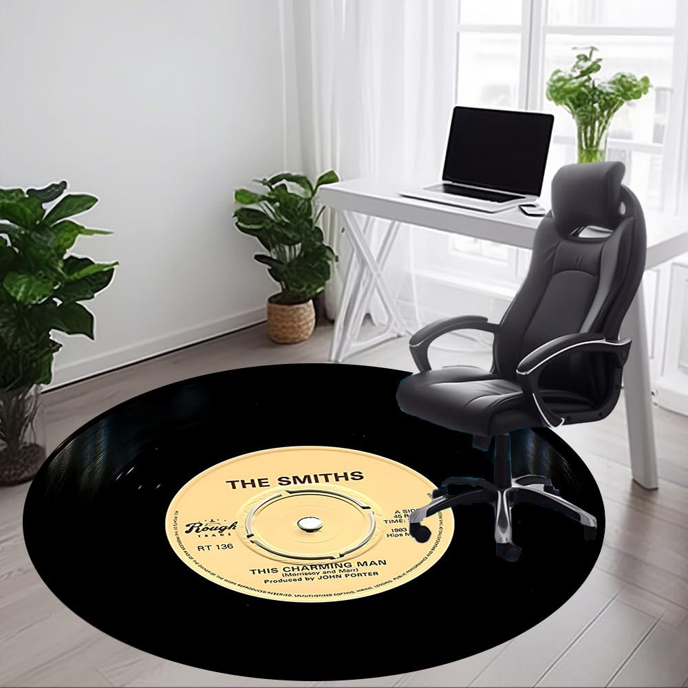 1pc The Smiths Vinyl Office Round Area Rug, Mat Suitable For Office, Under Office Chairs Bedroom Living Room Home Decor, Room Deco