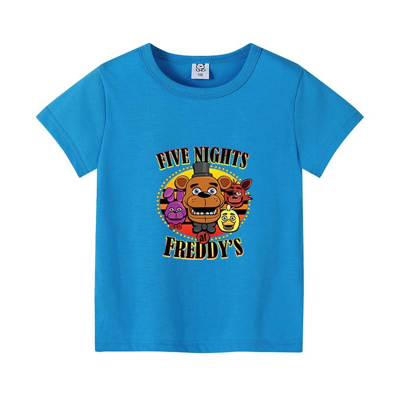 FNAFs Kids Tshirt Summer Breathable Horror Bear Boy Girl Short Sleeves Tops Cartoon Freddy Print Baby Clothes Birthday Gifts