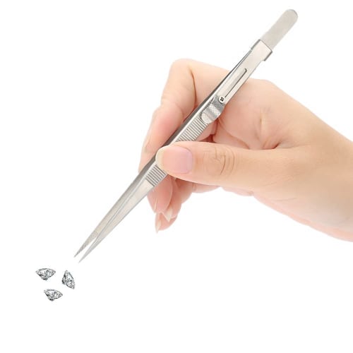 Jeweler's Tweezers, Tweezers for Jewelry, Jewelry Tweezers, Jewelry Tweezers with Locking Catch, Jewelry Making Craft Tool, Non-Slip Design, Adjustabl
