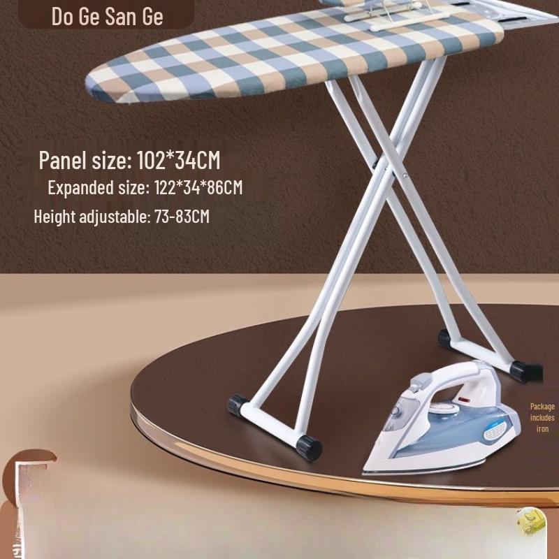 Large Folding Vertical Ironing Board with Widened Pad and Clothes Rack