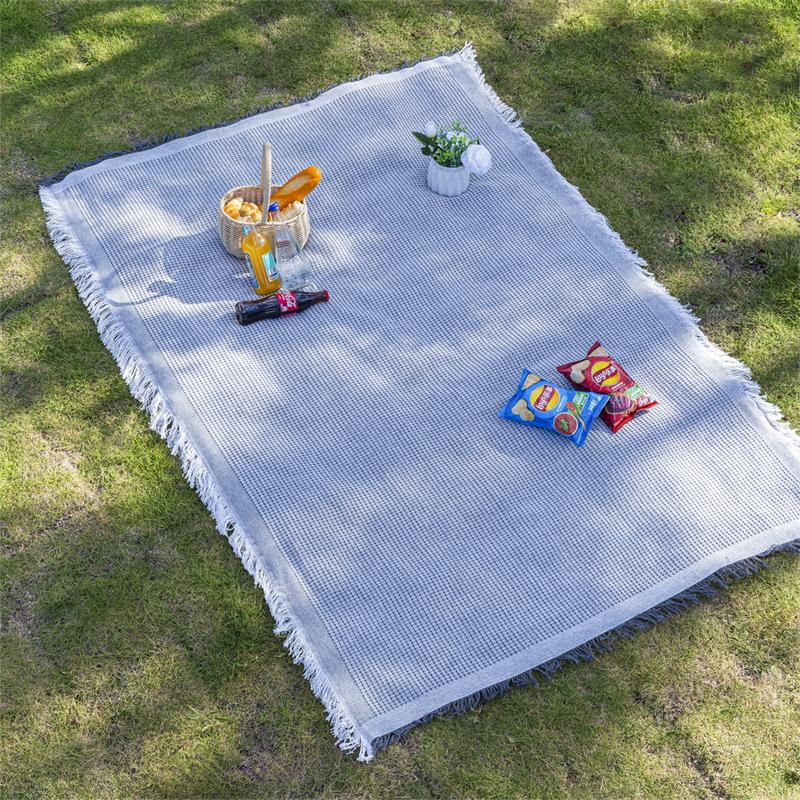 Outdoor Machine Washable Bohemian Blanket White Vintage Picnic Cloth Vintage Carpet Camping Solid Color Picnic