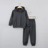 Autumn and Winter Children's Solid Color Long-sleeved Trousers Sweater Suit Casual Hooded Pullover