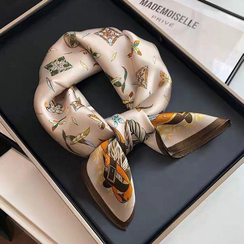 New Fashion Print Silk Square Scarf Women Soft Satin Hairband Neckerchief Tie Female Headband Foulard Bag Ribbon Gift