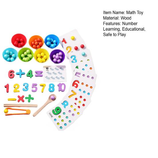 1 Set Arithmetic Math Toy Kit with Beads Blocks Chopsticks Spoons Silicone Bowl Number Learning Counting Color Sorting Toddlers Boys Girls Educational
