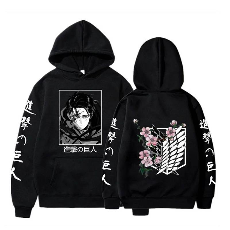 Anime Attack on Titan Plus Size Hoodie Levi Graphic Hood Sweatshirt Men Womnen Fashion Brand Design Pullover Fleece Hoodies