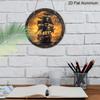 2D Flat, 1pc Vintage Pirate Ship Wall Decor - Round Aluminum Metal Nautical Sign, Jolly Roger Skull & Crossbones Wall Plaque, Suitable for Home, Bar