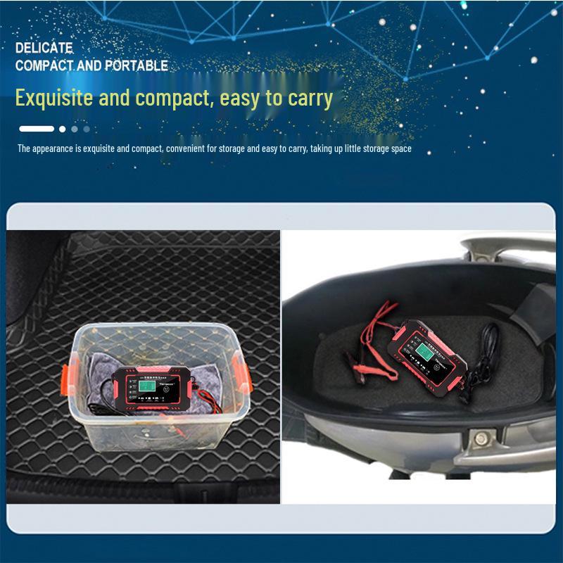 Intelligent 12V Car & Motorcycle Battery Charger with Pulse Repair for Lead-Acid Batteries