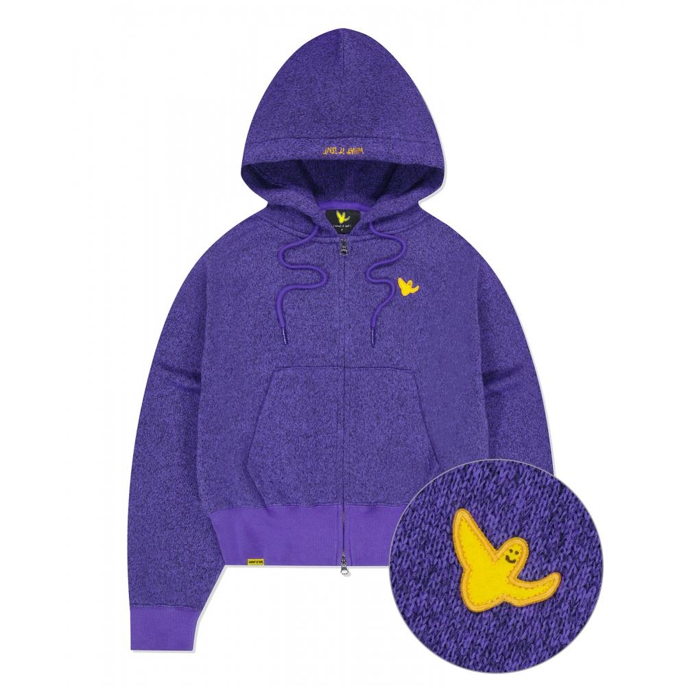 

WHATITISNT Womens Angel Wappen Crop Hood Zipup Purple