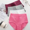 FINETOO 6PCS/SET Women Basic High Waist Striped Panties Cotton Breathable Daily Multi Color Set Butt Lifting Plus Size Comfort Underwear