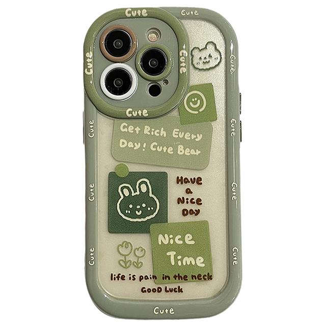 

Противоударный чехол-бампер с рисунком медведя и кролика для Iphone 13 Pro Max 14 12 11, мягкий силиконовый прозрачный чехол для задней панели телефона for iphone14 (6.1 )