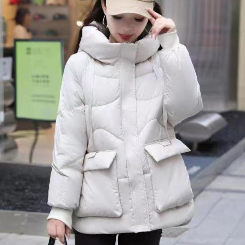 Cotton-padded Jacket Women's Hooded Pocket Large Size Loose Padded Jacket Mother's Winter Down Padded Jacket