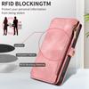 For iPhone 15 RFID Blocking Stand Leather Case Drop-proof Phone Cover Zipper Pocket Wallet with Strap