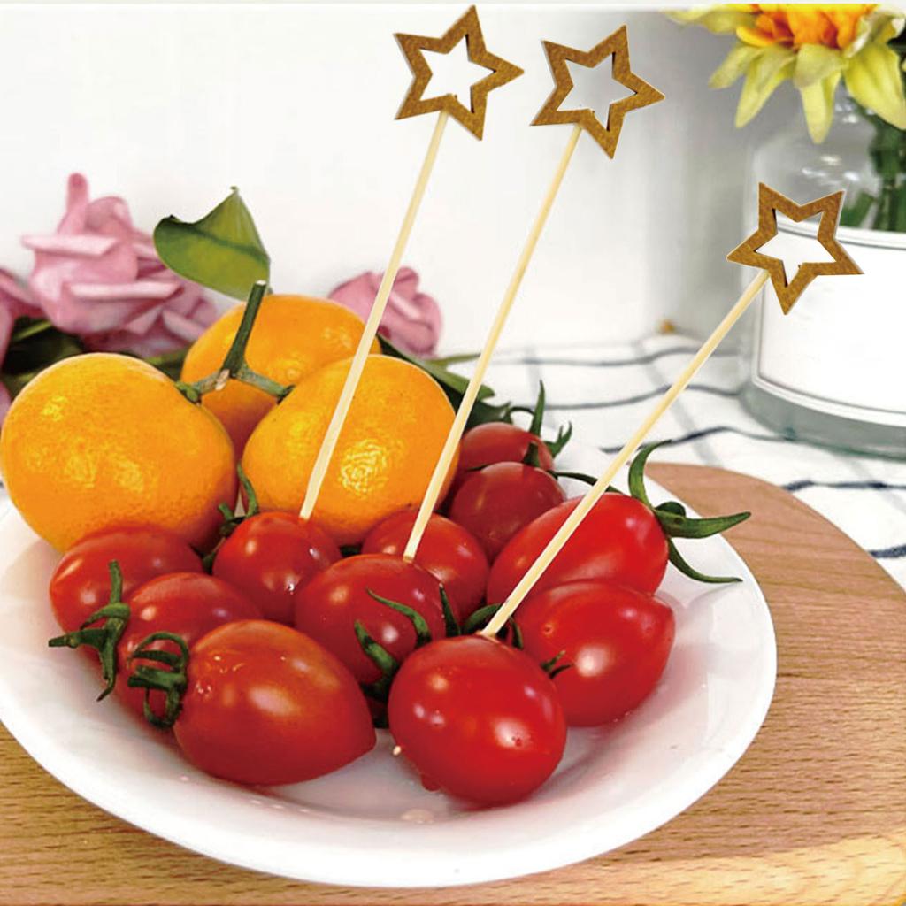 100pcs Gold Star Cocktail Picks 12cm Long Fancy Skewers Toothpicks Decorative Toothpicks Skewers for Appetizer Holiday Supplies