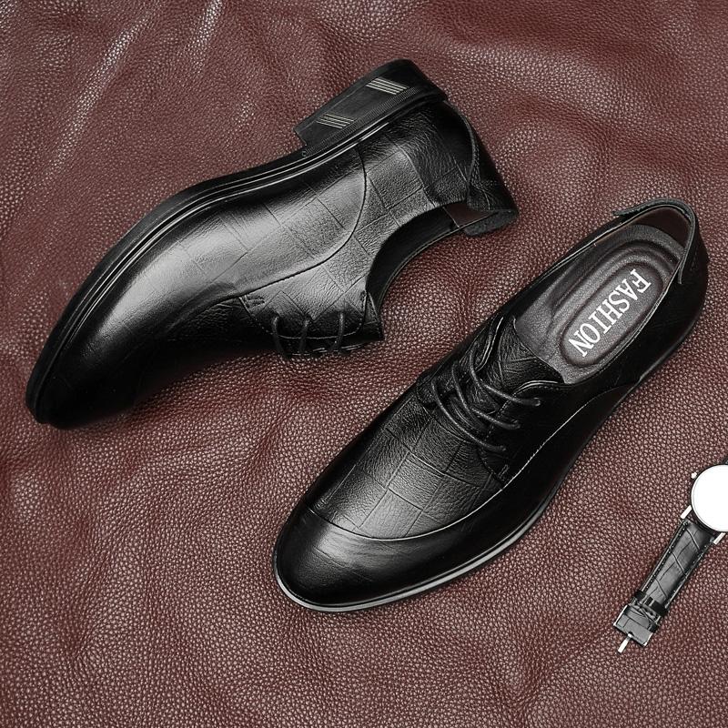 Genuine Leather Mens Oxfords Shoes Business Sneakers Formal Dress Footwear Classic Male Walking Derby Shoes Stylish Casual Shoes