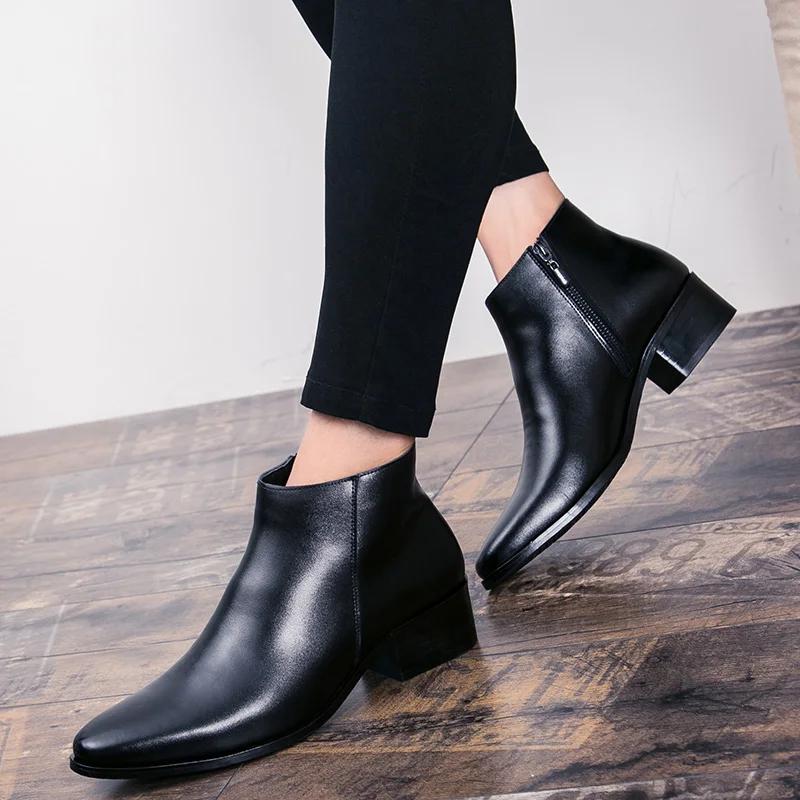 Stivaletti Classici in Pelle Nera per Uomo Donna Stile Britannico Punta Acuta Chelsea da Uomo Scarpe Eleganti Comode High Top