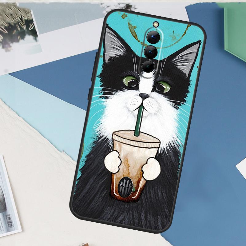 

Cute Coffee Milk Cat Case For ZTE Nubia Red Magic 10S 11 10 9 8 8S 9S Pro Plus 6 7 6S 7S Pro 5G 6R 10 Air Cover Red Magic 7S
