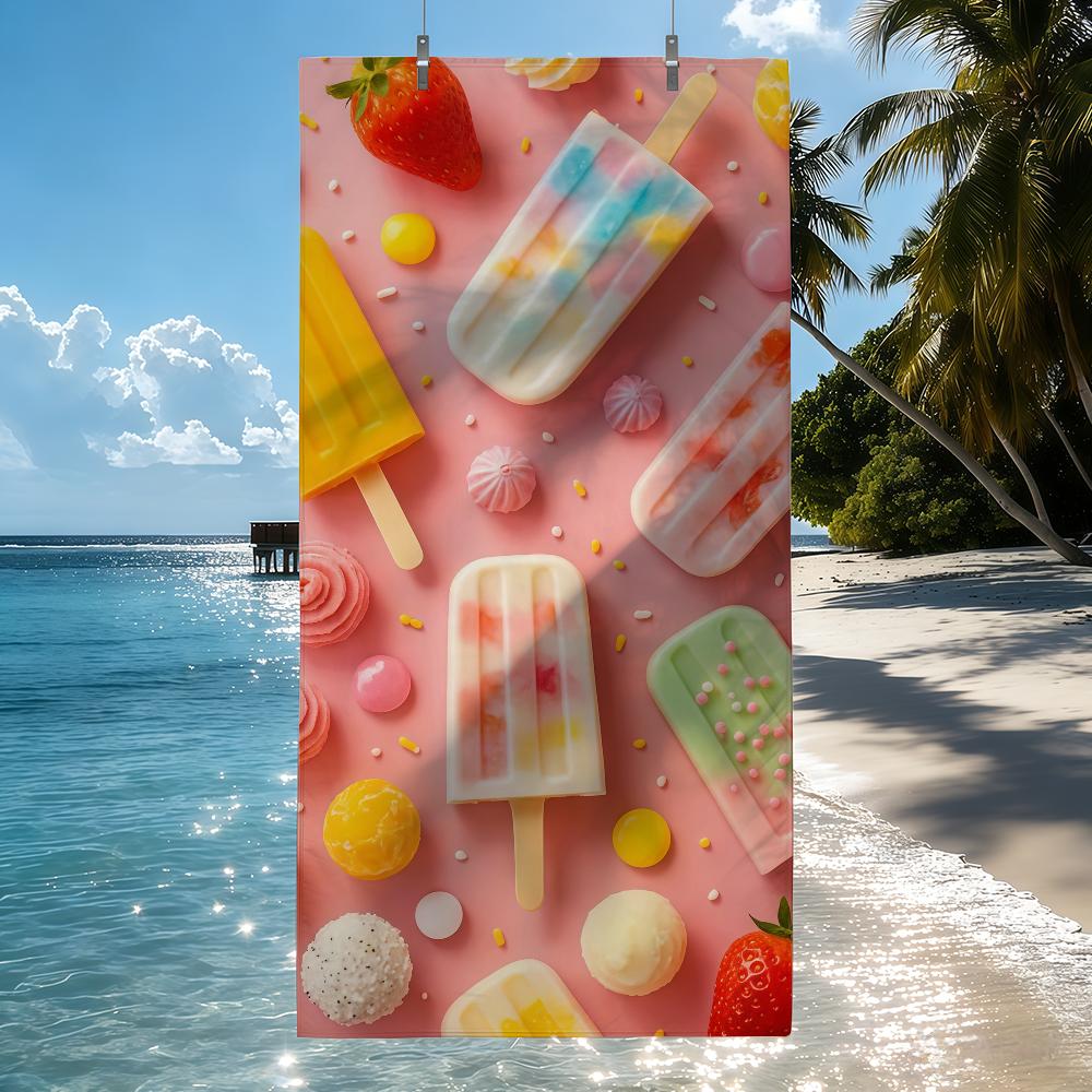 Eiscreme bedrucktes Handtuch Schnell trocknende Strandhandtücher Sind Geeignet Für Schwimmbäder Camping Yoga Und Das Fitnessstudio