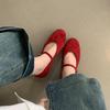 Flat-bottomed retro small red single shoes fairy shoes 2025 new summer ballet shoes with skirt Mary Jane shoes