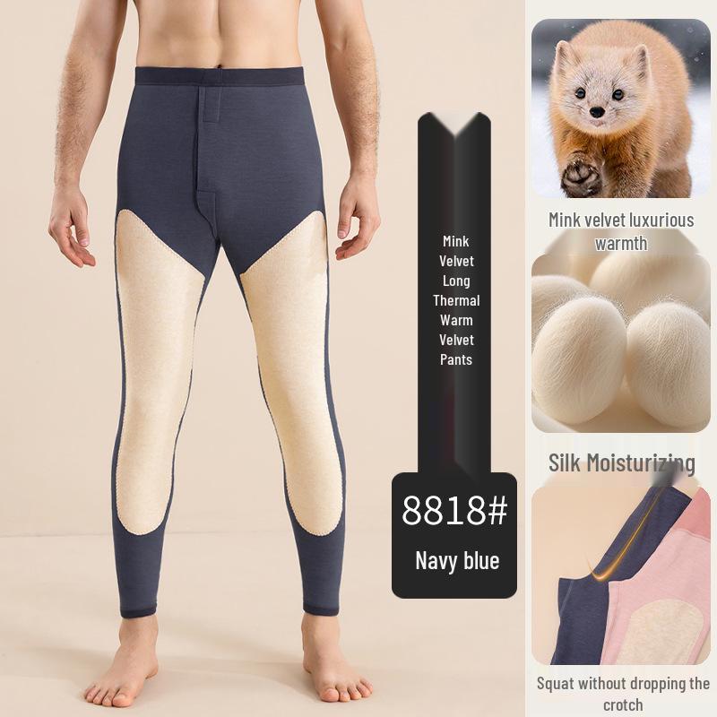 Men's and Women's High Waist Winter Velvet Lined Pants: Thickened Knee Pads, Warm Cotton Wool Base Layer, Autumn Thread, Silk Touch.