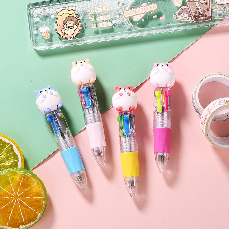Korean Cute Animal Head 4-Color Click Ballpoint Pen