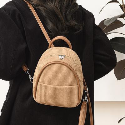 Schoolbag Women's 1011 Autumn and Winter New Fashion Versatile Corduroy Small School Bag Leisure Commuter Travel Internet Celebrity Small Backpack