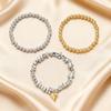 3Pcs/Set Fashion Retro Baroque Bracelet for Women Sweet Heart Pendant Elastic String Irregular CCB Bead Stacked Bracelet Jewelry