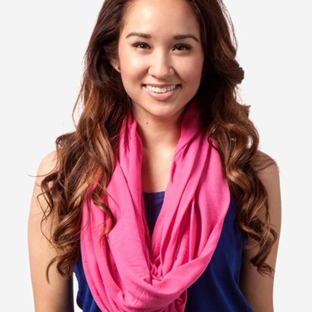 Soft Infinity Scarf Solid Color Loop Scarf Fashion Circle Scarf  for Women