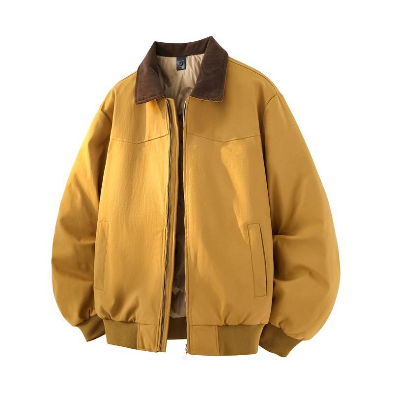 Anti-wrinkle down jacket men's winter lapel% white duck down casual cold-resistant loose solid color coat