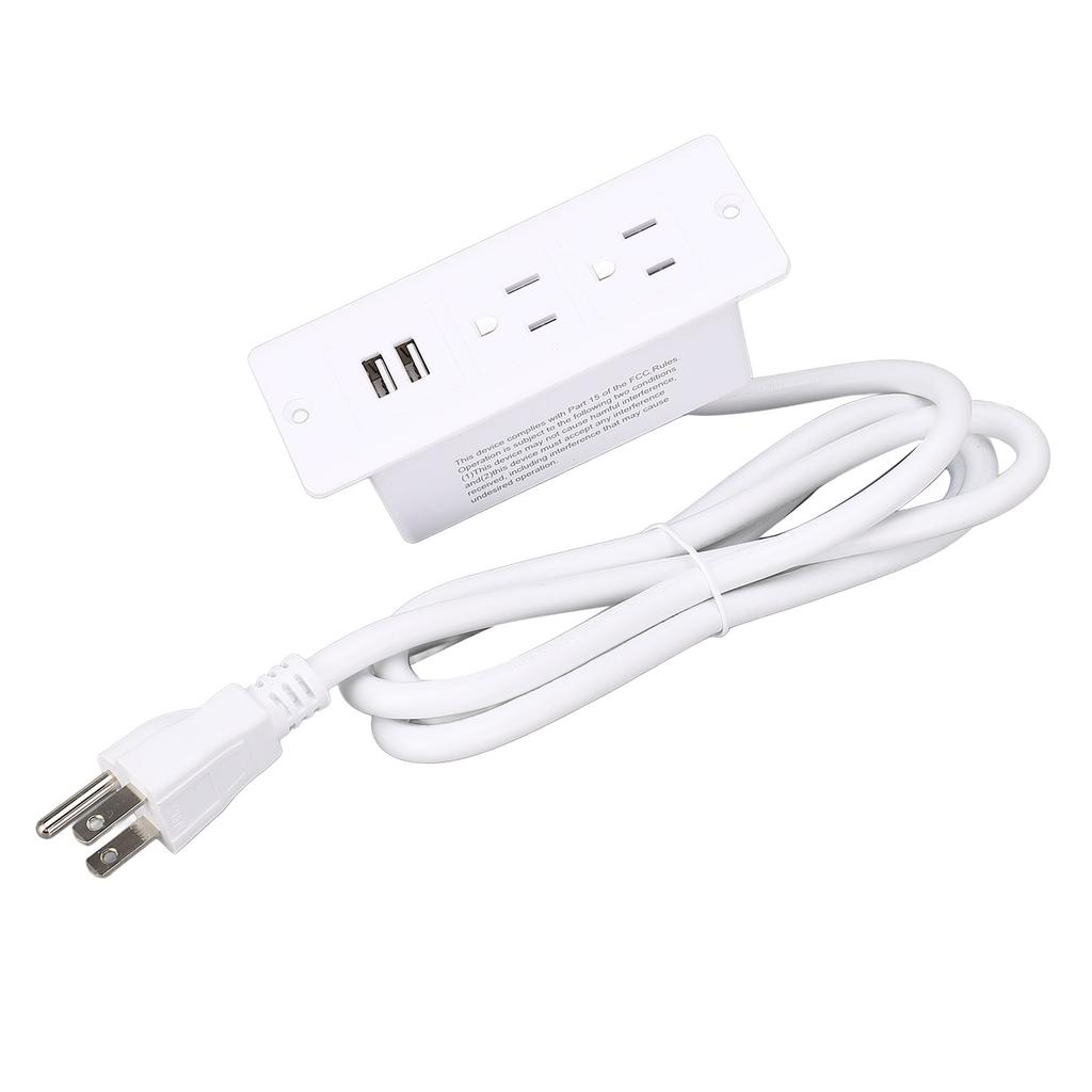 Conference Recessed Power Strip Table Furniture Outlet 2 AC Sockets 2 USB Ports 1.5m Cord
